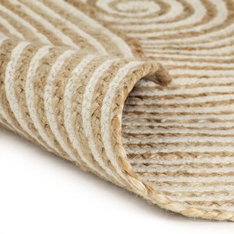 Vloerkleed handgemaakt met spiraal ontwerp 120 cm jute wit 2