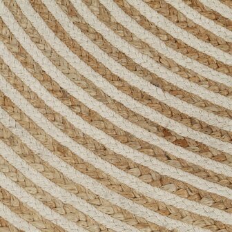 Vloerkleed handgemaakt met spiraal ontwerp 120 cm jute wit 5