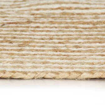 Vloerkleed handgemaakt met spiraal ontwerp 150 cm jute wit 3