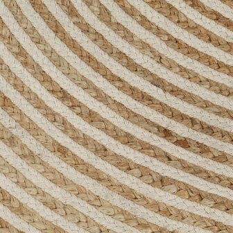 Vloerkleed handgemaakt met spiraal ontwerp 150 cm jute wit 5