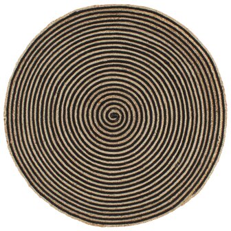 Vloerkleed handgemaakt met spiraal ontwerp 90 cm jute zwart 1