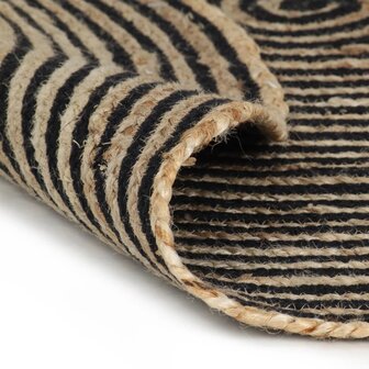Vloerkleed handgemaakt met spiraal ontwerp 90 cm jute zwart 2