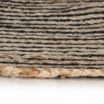 Vloerkleed handgemaakt met spiraal ontwerp 90 cm jute zwart 3