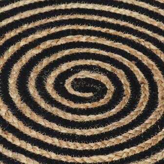 Vloerkleed handgemaakt met spiraal ontwerp 90 cm jute zwart 4