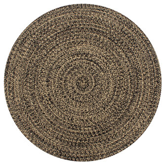Vloerkleed handgemaakt 120 cm jute zwart en naturel 1