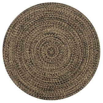  Vloerkleed handgemaakt 150 cm jute zwart en naturel 1