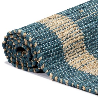 Vloerkleed handgemaakt 160x230 cm jute blauw 3