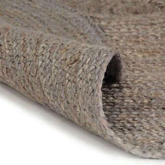 Vloerkleed handgemaakt rond 180 cm jute grijs 2