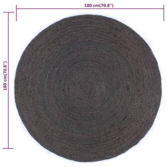 Vloerkleed handgemaakt rond 180 cm jute donkergrijs 6