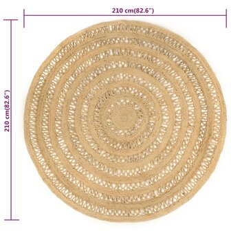 Vloerkleed handgemaakt 210 cm gevlochten jute 6