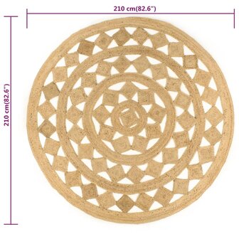 Vloerkleed handgemaakt 210 cm gevlochten jute 6