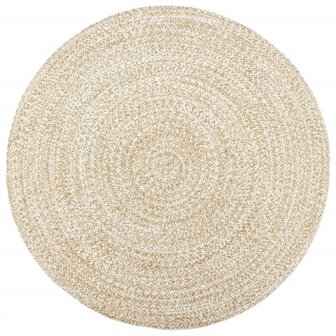 Vloerkleed handgemaakt 240 cm jute wit en bruin 1