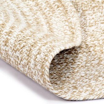 Vloerkleed handgemaakt 240 cm jute wit en bruin 2
