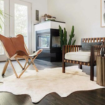 Vloerkleed 150x170 cm echte runderhuid beige 1