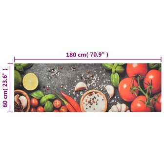 Keukenmat wasbaar groenteprint 60x180 cm fluweel 5