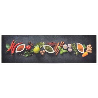 Keukenmat wasbaar kruidenprint 45x150 cm fluweel 2