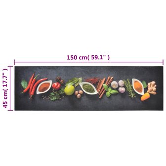 Keukenmat wasbaar kruidenprint 45x150 cm fluweel 5