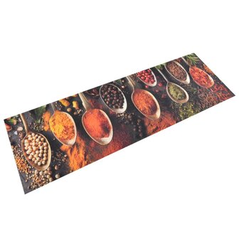 Keukenmat wasbaar lepel- en kruidenprint 60x180 cm fluweel 1