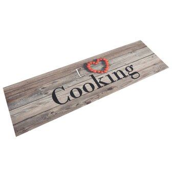 Keukenmat wasbaar cooking-print 45x150 cm fluweel grijs 1