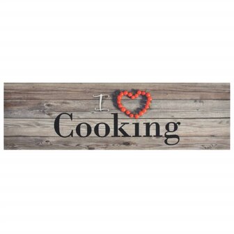 Keukenmat wasbaar cooking-print 45x150 cm fluweel grijs 2