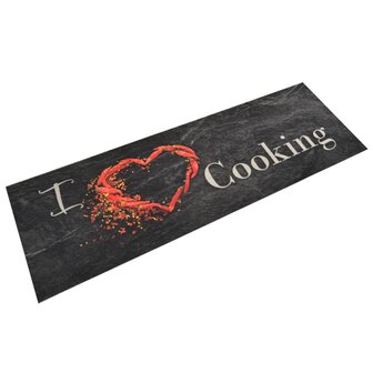 Keukenmat wasbaar cooking-print 60x180 cm fluweel zwart 1