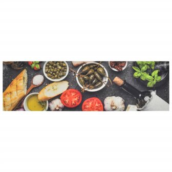 Keukenmat wasbaar wijn- en dinerprint 45x150 cm fluweel 2