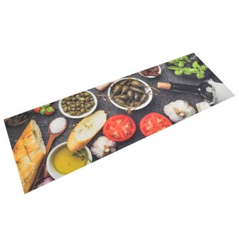 Keukenmat wasbaar wijn- en dinerprint 60x180 cm fluweel 1