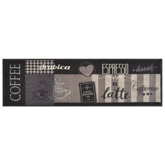 Keukenmat wasbaar koffieprint 45x150 cm fluweel zwart 2