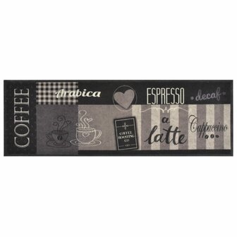 Keukenmat wasbaar koffieprint 60x180 cm fluweel zwart 2