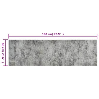 Keukenmat wasbaar betonprint 60x180 cm fluweel 5