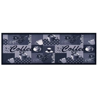 Keukenmat wasbaar Coffee 45x150 cm blauw 1
