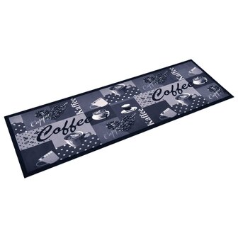 Keukenmat wasbaar Coffee 45x150 cm blauw 2