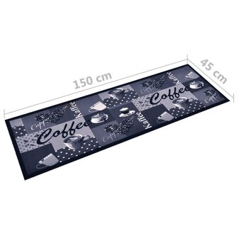 Keukenmat wasbaar Coffee 45x150 cm blauw 5