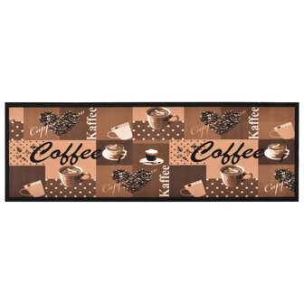 Keukenmat wasbaar Coffee 45x150 cm bruin 1