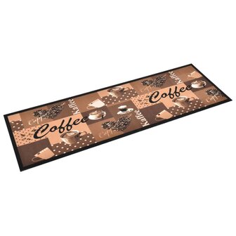 Keukenmat wasbaar Coffee 45x150 cm bruin 2