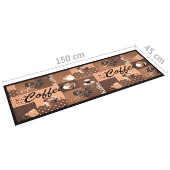 Keukenmat wasbaar Coffee 45x150 cm bruin 5