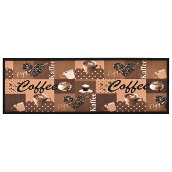 Keukenmat wasbaar Coffee 60x180 cm bruin 1