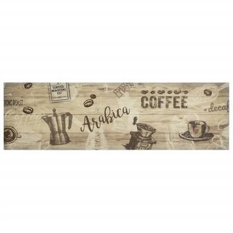 Keukenmat wasbaar koffieprint 45x150 cm fluweel bruin 2