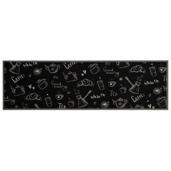 Keukenmat wasbaar ochtendprint 45x150 cm fluweel zwart 2
