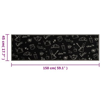 Keukenmat wasbaar ochtendprint 45x150 cm fluweel zwart 5