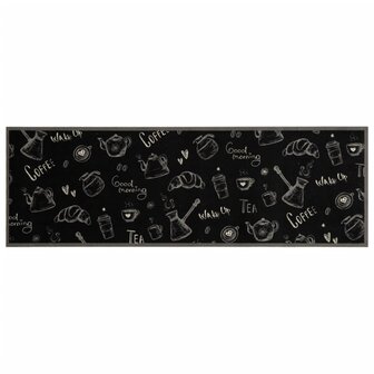 Keukenmat wasbaar ochtendprint 60x180 cm fluweel zwart 2