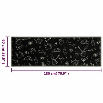 Keukenmat wasbaar ochtendprint 60x180 cm fluweel zwart 5