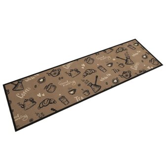 Keukenmat wasbaar ochtendprint 45x150 cm fluweel bruin 1