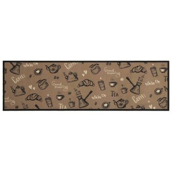 Keukenmat wasbaar ochtendprint 45x150 cm fluweel bruin 2