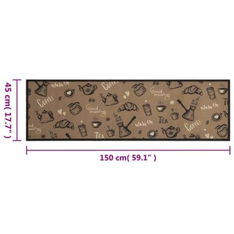 Keukenmat wasbaar ochtendprint 45x150 cm fluweel bruin 5
