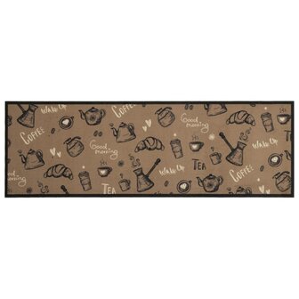 Keukenmat wasbaar ochtendprint 60x180 cm fluweel bruin 2