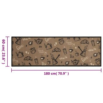 Keukenmat wasbaar ochtendprint 60x180 cm fluweel bruin 5