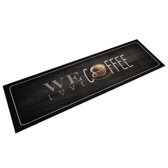 Keukenmat wasbaar koffietekst 45x150 cm fluweel 1