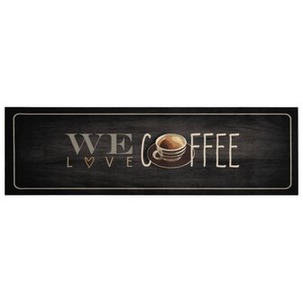 Keukenmat wasbaar koffietekst 45x150 cm fluweel 2