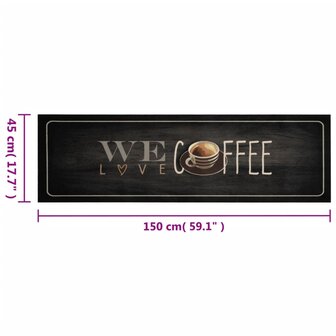 Keukenmat wasbaar koffietekst 45x150 cm fluweel 5